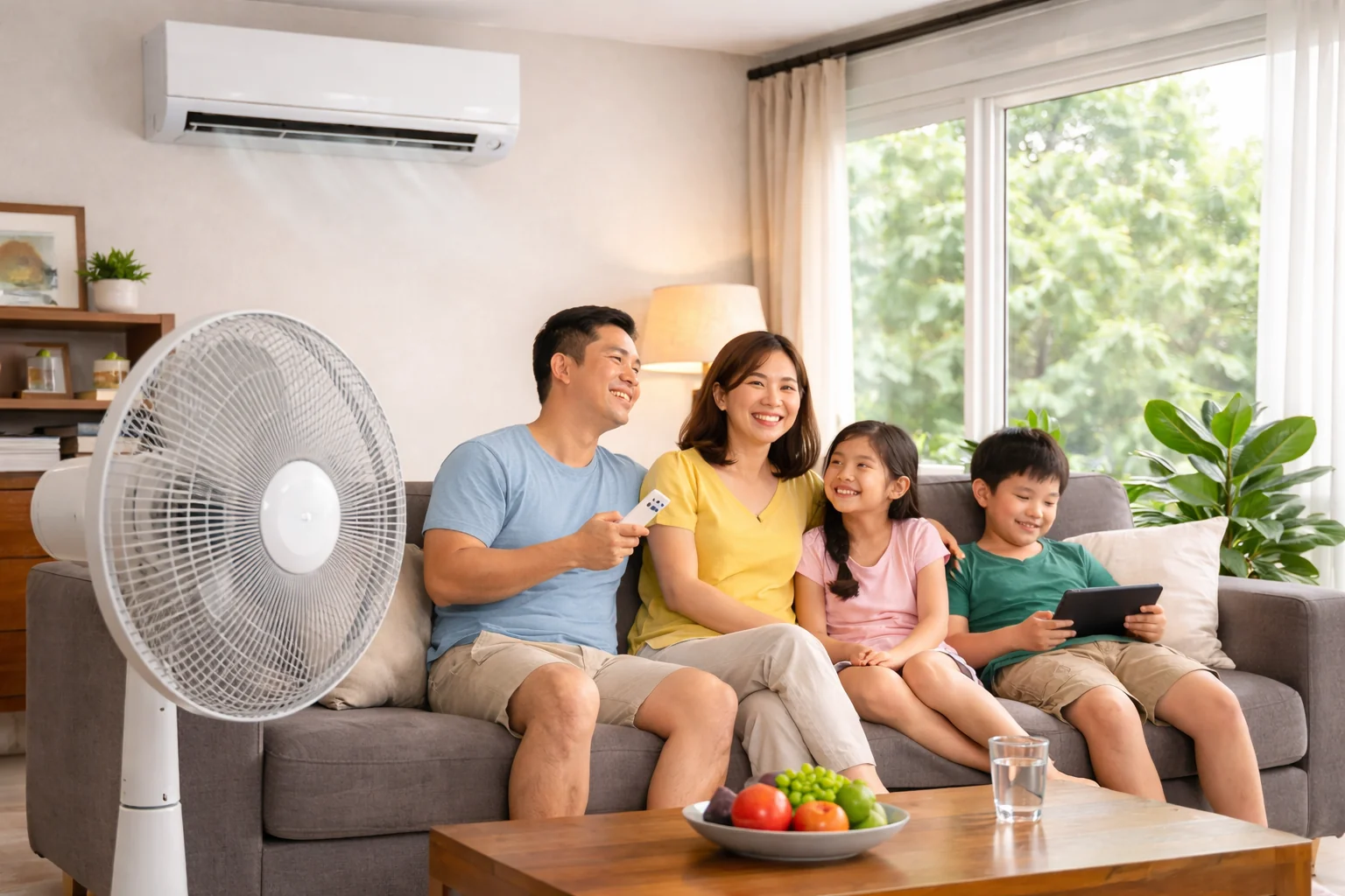 Kết hợp quạt gi&uacute;p kh&iacute; lạnh lan tỏa đều v&agrave; giảm tải cho điều h&ograve;a