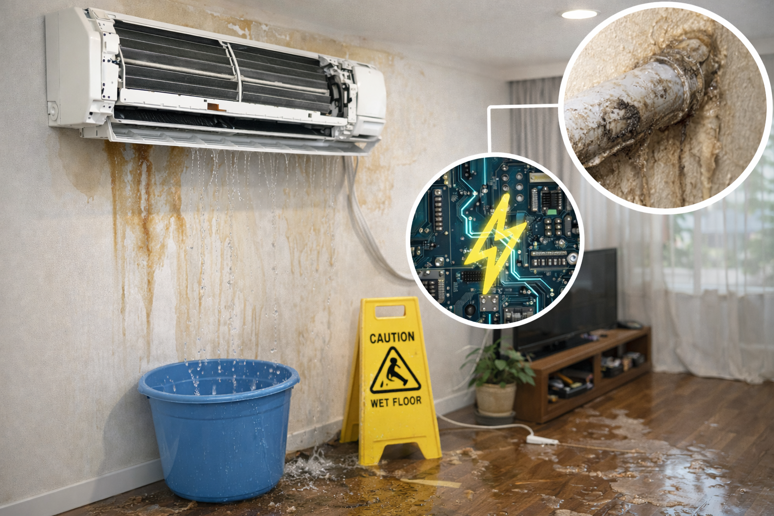 M&aacute;y lạnh chảy nước g&acirc;y bất tiện v&agrave; tiềm ẩn nhiều rủi ro nếu kh&ocirc;ng xử l&yacute; kịp thời